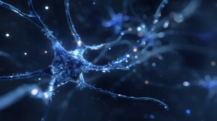 抽象的な青いニューロンネットワーク接続