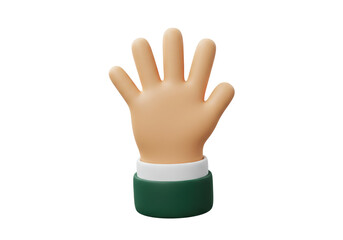 Isolated rendering of a hand in an open-palm gesture with the sleeve of a dress shirt