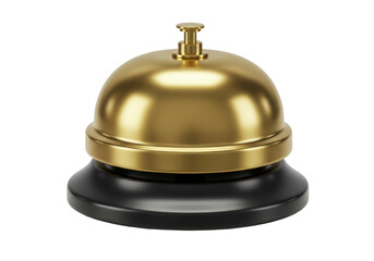Isolated Gold Hotel Desk Bell, Service Bell, Reception Bell, Hospitality, Front Desk, Assistance