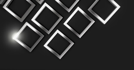 3d metal squares backgruond with black surface