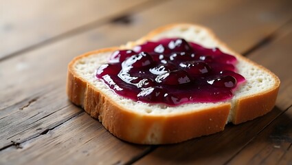 close up of a slice of bread with jam