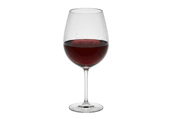 Isolated glass of red wine with condensation droplets, alcohol beverage drink still life