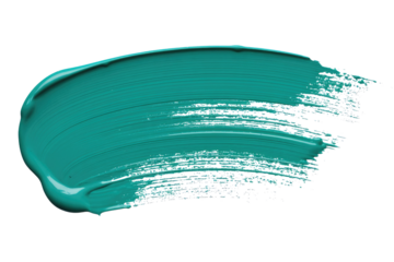 Teal paint stroke, textured, transparent background, abstract art element. background removed