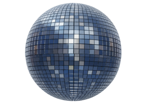 Isolated Disco Ball With Reflective Tiles on a Sphere for Clubs, Dances, Parties and Concerts