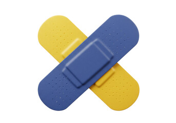 Isolated Crossed bandages forming an X shape for first aid and wound care treatment