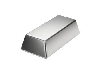 Isolated ingot of metal casting bar a shining silver bullion for financial investment