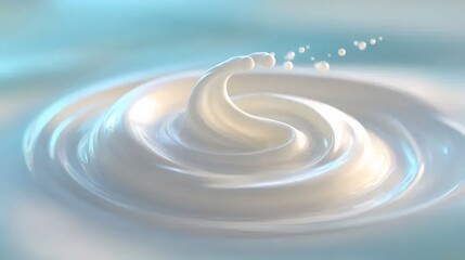 白いミルクの渦巻きのクローズアップと飛沫