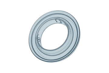 Abstract 3D rendering of a swirling, translucent, circular form against a transparent background. background removed