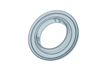 Abstract 3D rendering of a swirling, translucent, circular form against a transparent background. background removed