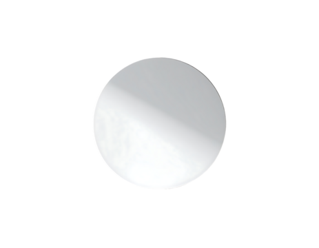 A simple, round, reflective surface with a subtle diagonal shadow, suggesting a circular mirror or lens