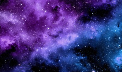 Ethereal backdrop of deep space showcasing blurred, hazy formations of violet, indigo and cyan with scattered, twinkling stars