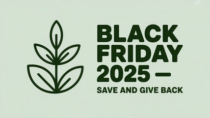 Evoking nature's essence, a soft pastel green greeting card design celebrating Black Friday 2025 and promoting kindness and sustainability