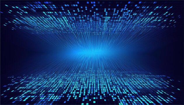 abstract digital data grid with glowing blue squares representing futuristic technology and virtual space for modern web design and editorial background - Powered by Adobe