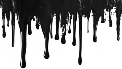 Abstract image of black paint dripping down against a white background. creating a striking contrast. ideal for use in design projects. art presentations. or creative backgrounds
