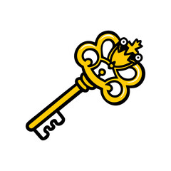 Golden ornate key with crown and star