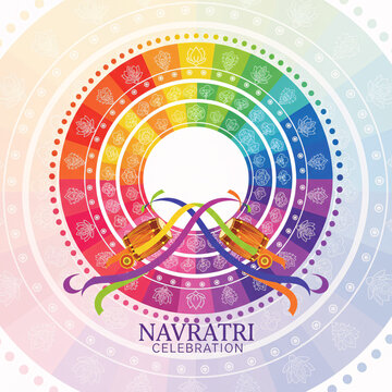 Colorful Navratri Festival Celebration Circular Mandala Design Hindu Art
