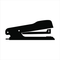 Black silhouette of a stapler on a white background office supplies stationery