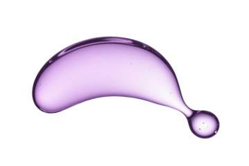 A transparent purple liquid, possibly serum or gel, forms a unique shape against a transparent background. background removed