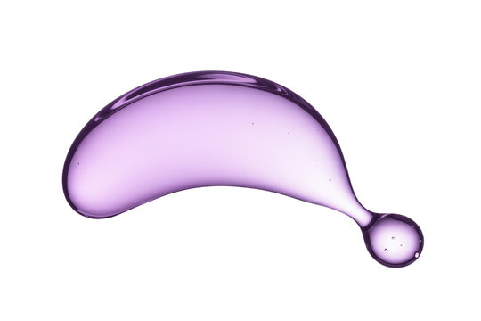 A transparent purple liquid, possibly serum or gel, forms a unique shape against a transparent background. background removed