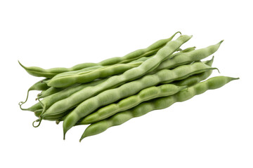 A bunch of fresh, green beans, isolated on a transparent background. background removed