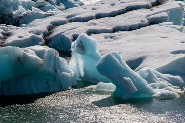 Jokulsarlon Iceland,  icebergs in afternoon sunshine