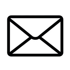 Vector illustration of black outline of an envelope icon, representing mail or communication