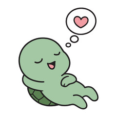 Cute Romantic Sleeping Turtle Illustration