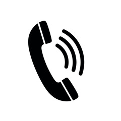 Vector illustration of black silhouette of a telephone receiver with sound waves emanating from it
