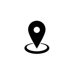 Vector illustration of black map pin location marker icon with a circle around it