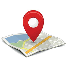 Vector illustration of red map pin on a folded map