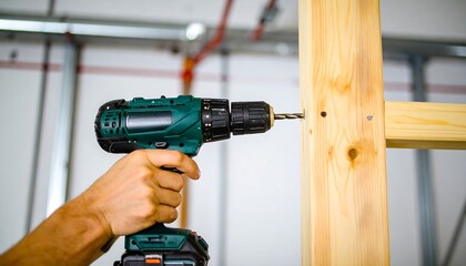 Person using a cordless drill to attach wood