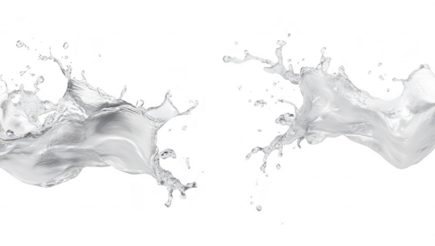 A dynamic splash of clear water captured mid-action. fluid movement and texture against a clean. white background. ideal for illustrating freshness or purity in various contexts