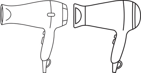 Two handheld hair dryer silhouettes