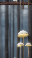 pastel mushroom house wallpaper Modern decorative mushroom-shaped table lamps with fabric shades illuminated in stylish interior setting a vintage storybook mushroom wallpaper