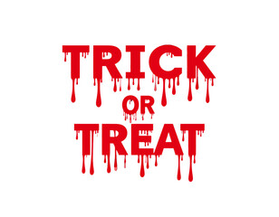 Red dripping text, Halloween phrase "Trick or Treat".