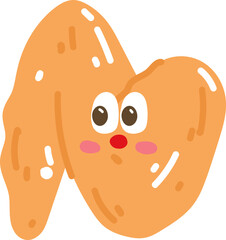 Cute cartoon doodle fried chicken. Vector illustration in cartoon style.