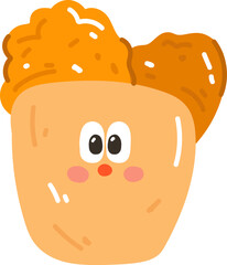 Cute cartoon doodle fried chicken. Vector illustration in cartoon style.