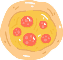 Cute cartoon doodle pizza. Vector illustration in cartoon style.