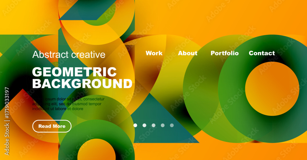 Canvas Prints dynamic geometric shapes, vibrant colors, modern design. website header with navigation elements, te