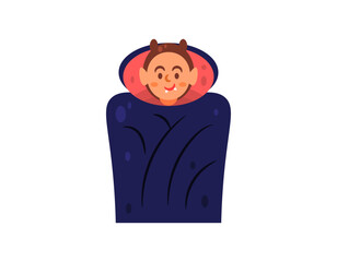 Illustration of a person wearing a Dracula costume. Cosplay as a vampire ghost. Halloween celebration, event, or festival. Happy Halloween. Flat style character design. White background.