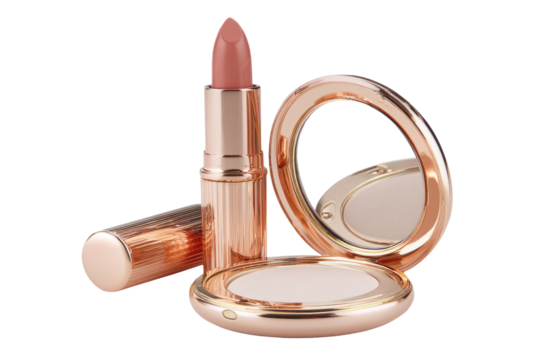 Rose gold lipstick and compact