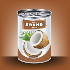 Canned fruit packaging design, coconut