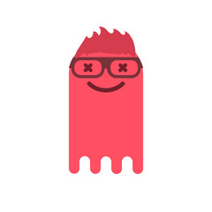 Funny Red Emoji with Glasses Smiling Vector