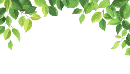 A serene illustration of lush green leaves framing a blank white space. ideal for nature-themed designs. invitations. or backgrounds. conveying freshness and tranquility