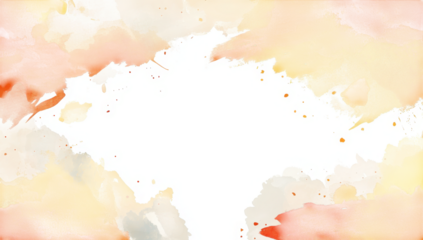 A watercolor background featuring a blend of warm orange and soft gray hues. creating an artistic frame effect with a blank center ideal for text or graphic overlay