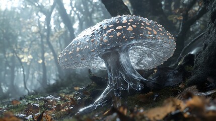 A translucent fungus that spreads by creating holographic spores.