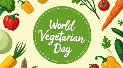 World Vegetarian Day Poster with Fresh Vegetable Illustration