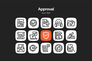 Outline approval icon design set