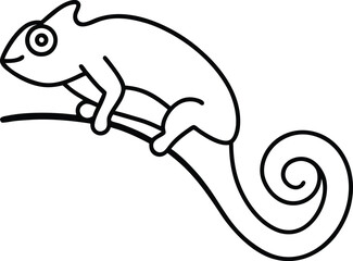 squirrel on a branch line art on transparent background