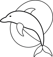 dolphin vector illustration line art on transparent background